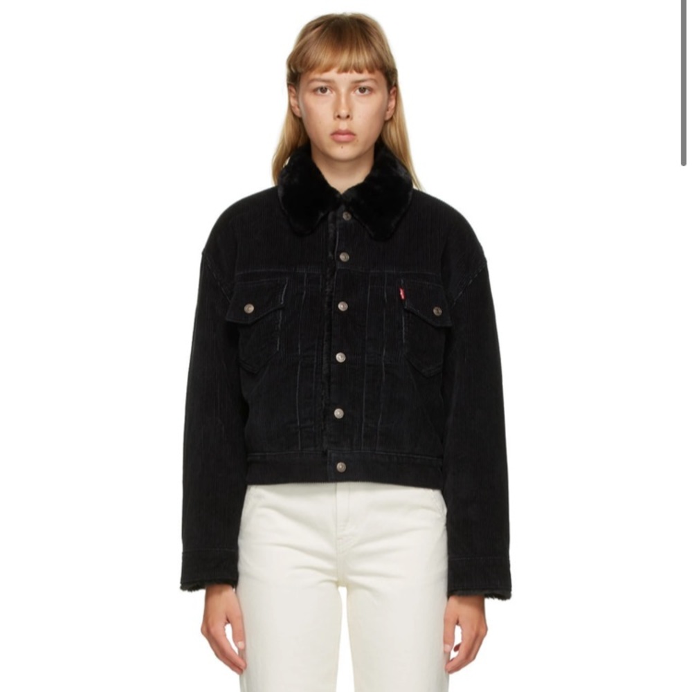 LEVI’S-Corduroy & Faux-Fur Heritage Trucker Jacket